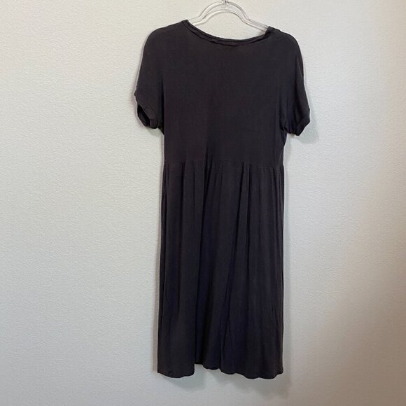 Caite Charcoal Floral Embroidered Short Sleeve Stretch Midi Dress Medium - Picture 8 of 8